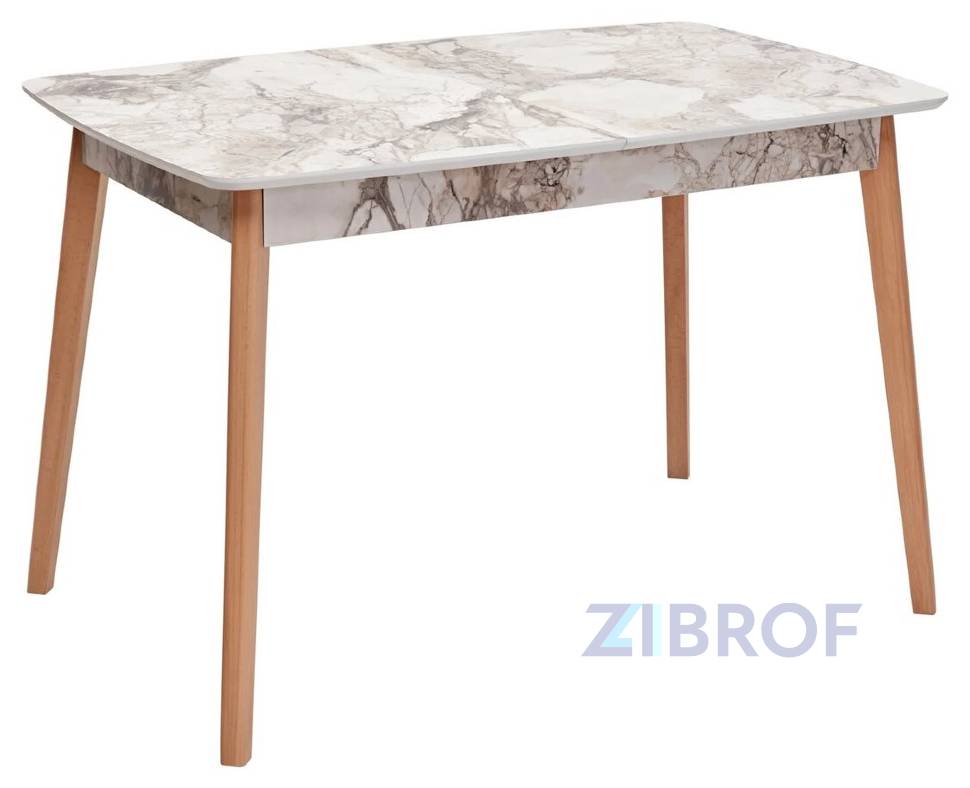 Стол обеденный 29 White Marble раскладной 120-150*75 белый мрамор