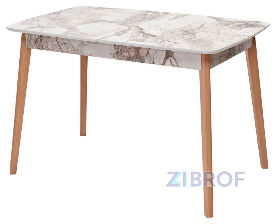 Стол обеденный 29 White Marble раскладной 120-150*75 белый мрамор