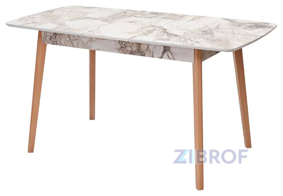 Стол обеденный 29 White Marble раскладной 120-150*75 белый мрамор