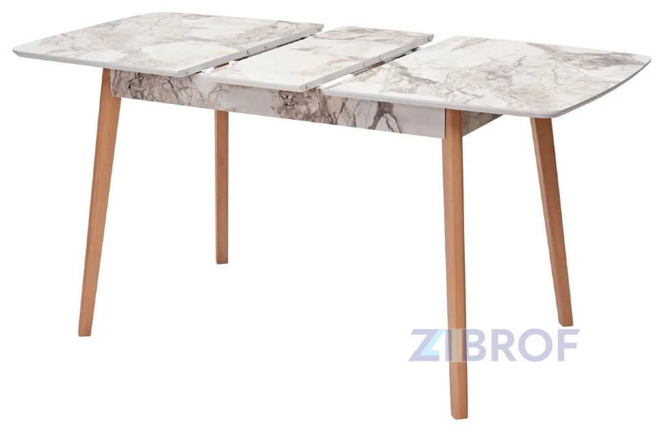 Стол обеденный 29 White Marble раскладной 120-150*75 белый мрамор