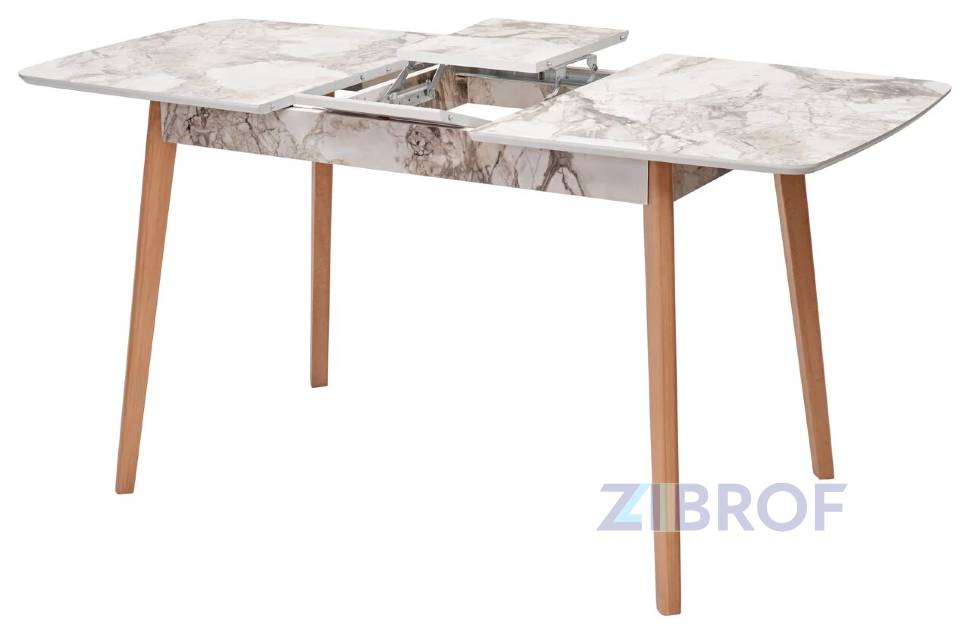 Стол обеденный 29 White Marble раскладной 120-150*75 белый мрамор