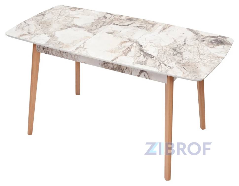 Стол обеденный 29 White Marble раскладной 120-150*75 белый мрамор