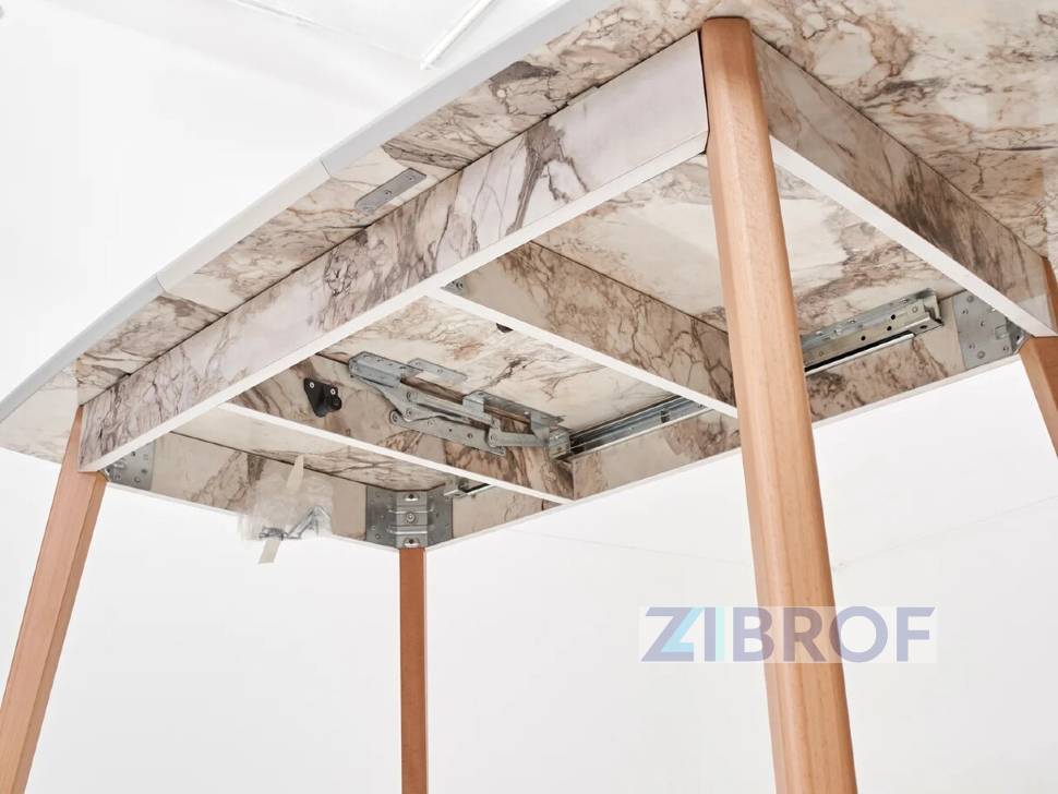 Стол обеденный 29 White Marble раскладной 120-150*75 белый мрамор