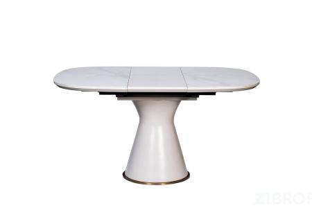 Стол обеденный раздвижной с керамической вставкой белый 