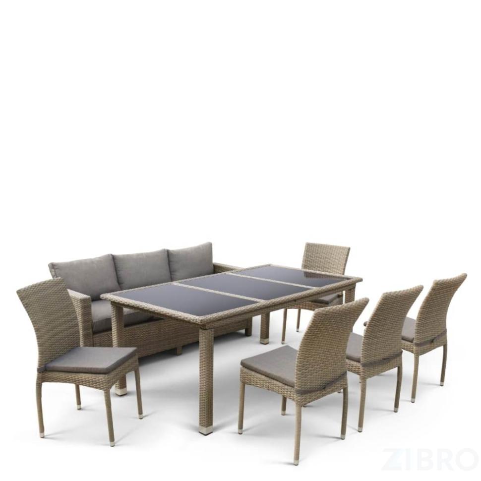 Комплект плетеной мебели T365/S65/Y380B-W65 Light Brown (8+1)