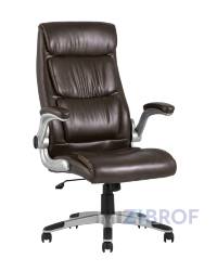 Компьютерное кресло TopChairs Force офисное коричневое в обивке из экокожи и сетки, механизм качания Top Gun