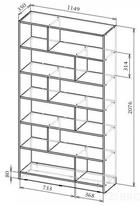 Стеллаж Либерти-6 СТЛ-6 венге MAS_MST-STL-06-R-16VE