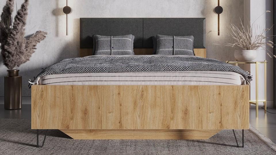 Кровать двуспальная Grace LOZ160х200 графит, дуб наварра BRW_UT-70040953