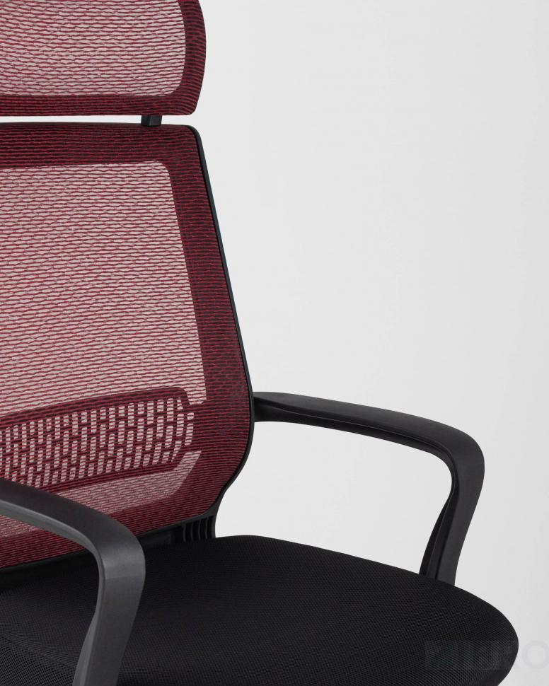 Компьютерное кресло TopChairs Style офисное красное в обивке с сеткой, регулировка по высоте и механизм качания Top