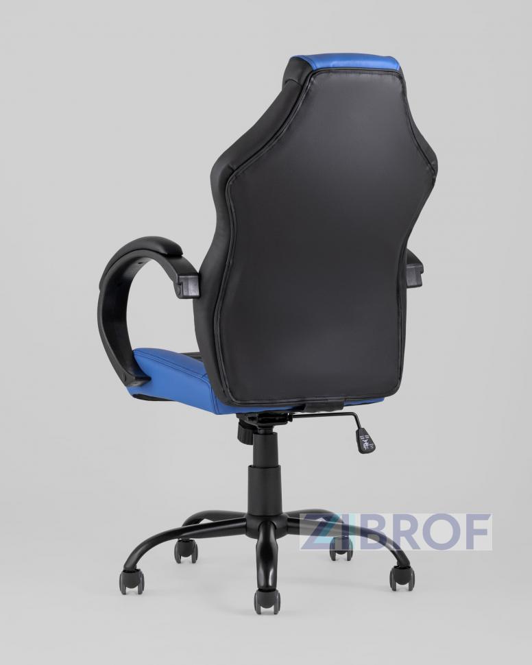 Игровое кресло компьютерное TopChairs Racer Midi черно-синее геймерское