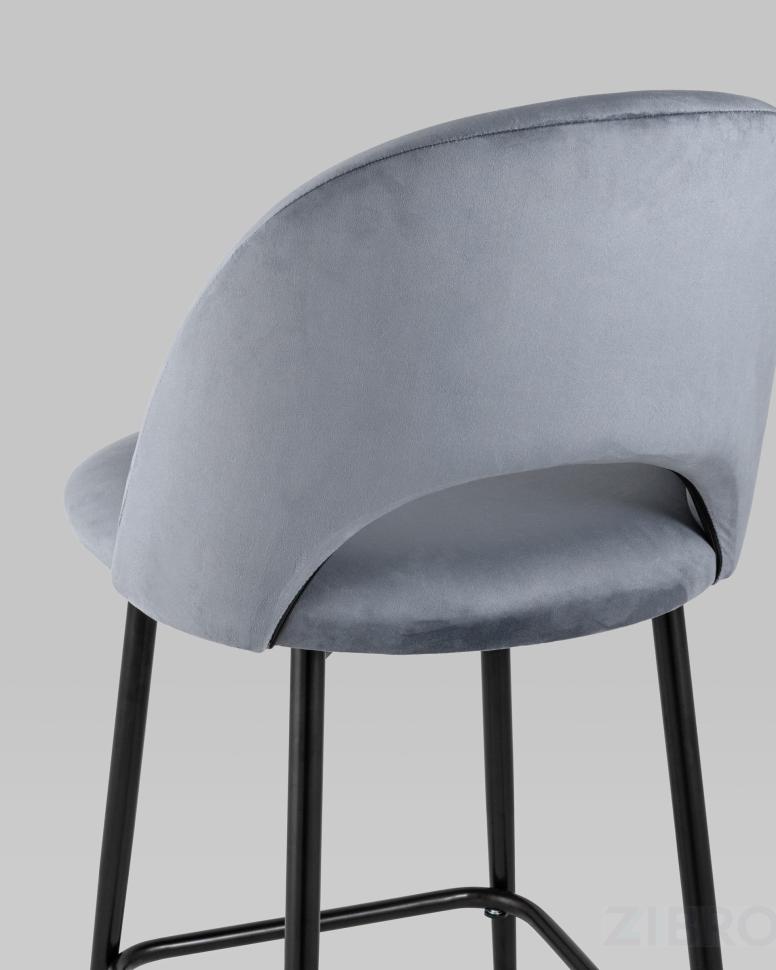 Стул полубарный Меган обивка велюр серый ножки металл черные