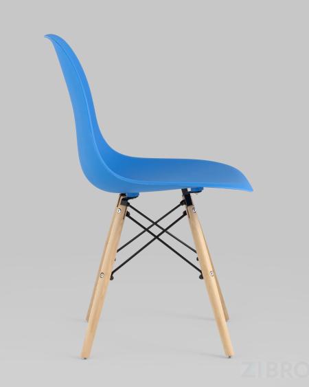 Комплект из четырех стульев Style DSW циан, литой полипропилен, стальной каркас, натуральный массив бука
