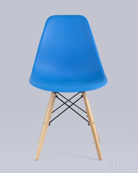 Комплект из четырех стульев Style DSW циан, литой полипропилен, стальной каркас, натуральный массив бука