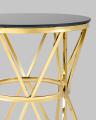 Стол журнальный 50*50 ВИВА золото стекло черное закаленное каркас нержавеющая сталь