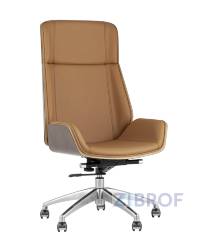 Компьютерное кресло TopChairs Crown офисное для руководителя коричневое, обивка экокожа, металлический каркас