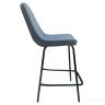 Барный стул Клод на опоре полубарная металлическая, флок цвет голубой