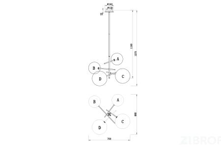 20MD2321-4G  Светильник потолочный 70*68*70см