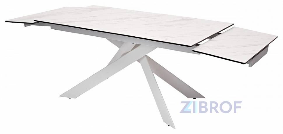 Стол обеденный Spyder раскладной 160-240*90 итальянская керамика белый мрамор матовый
