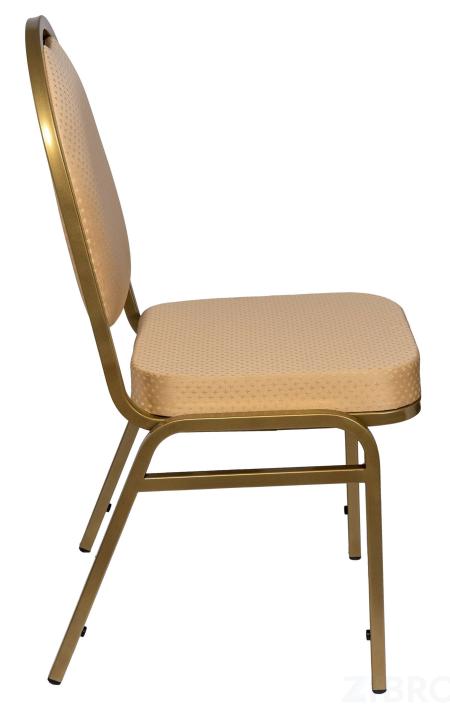 Банкетный стул Раунд 20мм -золотой, бежевая корона, жаккардовая обивка, наполнитель плотный поролон