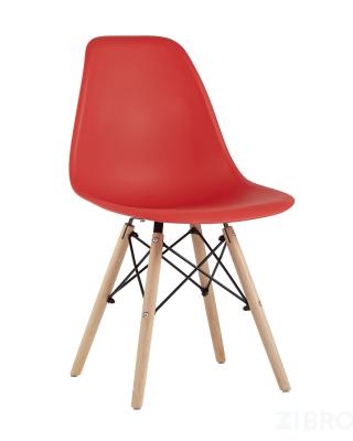 Стул Style DSW красный, литой полипропилен, стальной каркас, натуральный массив бука