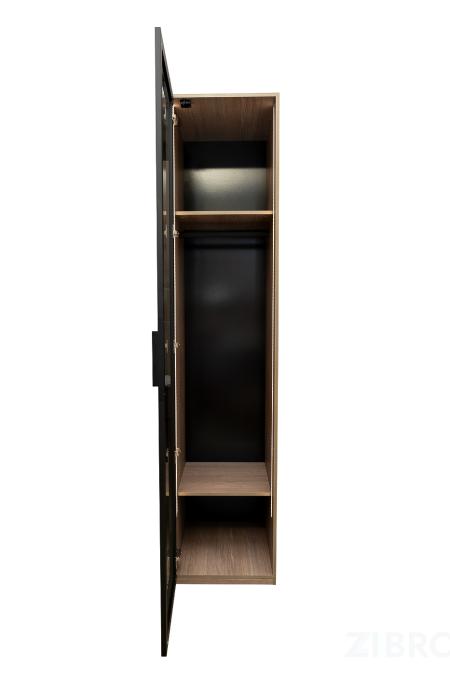 GD-10024/1-3 Шкаф Alto пенал c вешалкой,цвет дуб Урбан Кофеный, дверцы стекло(тонир) 50*57*228.5см