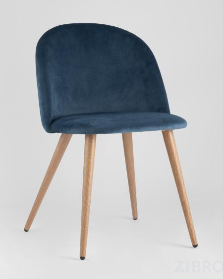 стол Освальд стеклянный, стулья Лион велюр голубой
