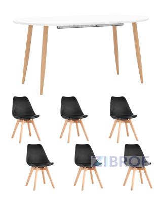 Обеденная группа стол Берген 160-220*90, 6 cтульев Frankfurt черные