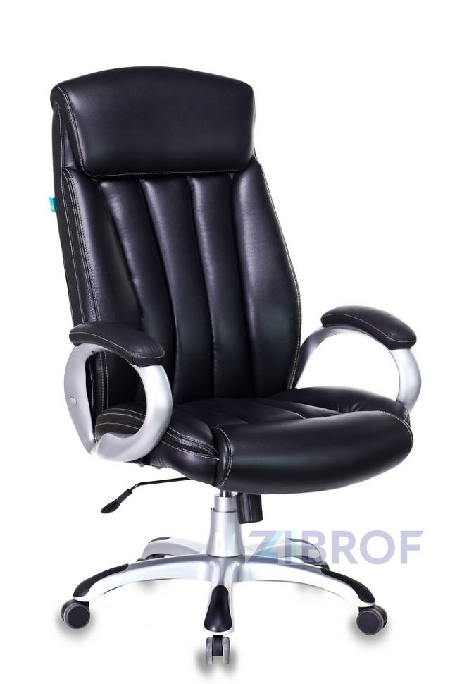 для руководителя офисное Бюрократ T-9922/BLACK-PU черный экокожа крестовина пластик серебро