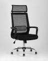 Компьютерное кресло TopChairs Style офисное черное в обивке с сеткой, регулировка по высоте и механизм качания Top G