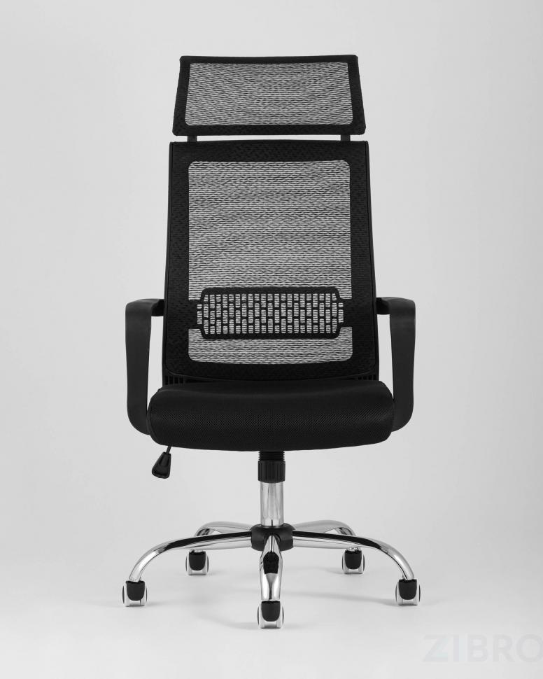 Компьютерное кресло TopChairs Style офисное черное в обивке с сеткой, регулировка по высоте и механизм качания Top G