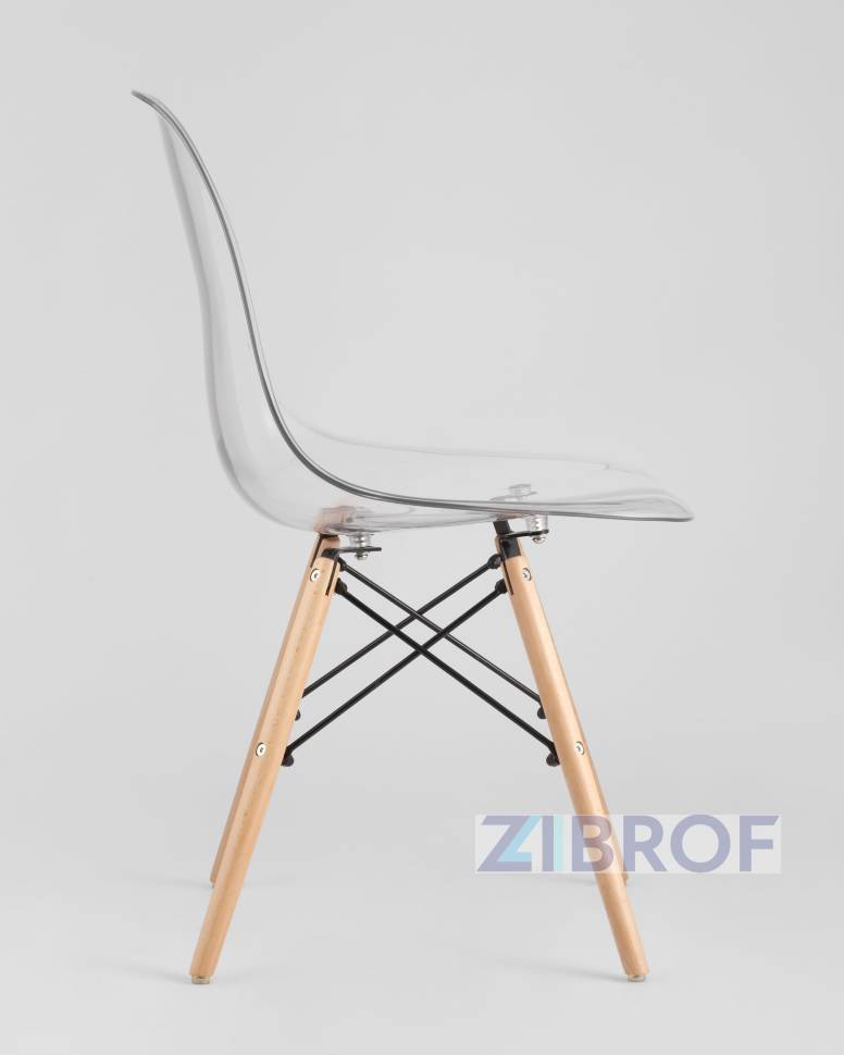 Eames D80 стол стеклянный, четыре стула прозрачные