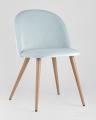 стол Освальд стеклянный, стулья Лион велюр голубые