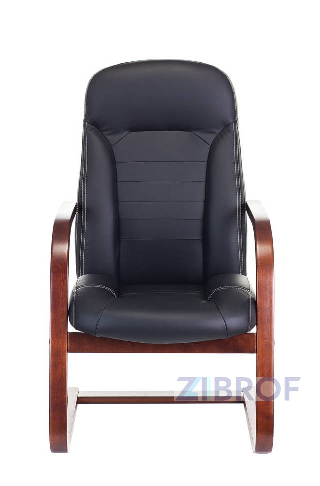 офисное Бюрократ T-9923WALNUT-AV/BL на полозьях низкая спинка черный обивка кожа каркас металл