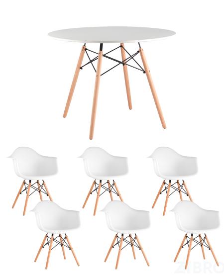 Eames, стол 100 см, 6 стульев Eames DAW