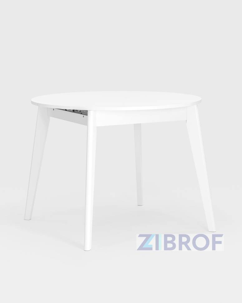 Обеденная группа стол Rondo раскладной 100-135*100 см белый, 4 кресла Eames пэчворк черно-белые