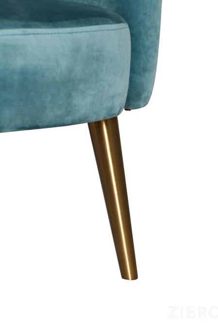 Кресло велюровое бирюзовое на металлических ножках