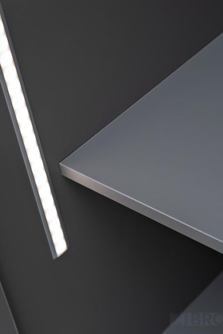 GD-10024-6 Шкаф Alto пенал c вешалкой,цвет серый Кобальт, дверце стекло(тонир) 50*57*228.5см