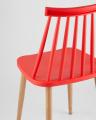 стол Освальд стеклянный, стулья Морган пластиковые красные