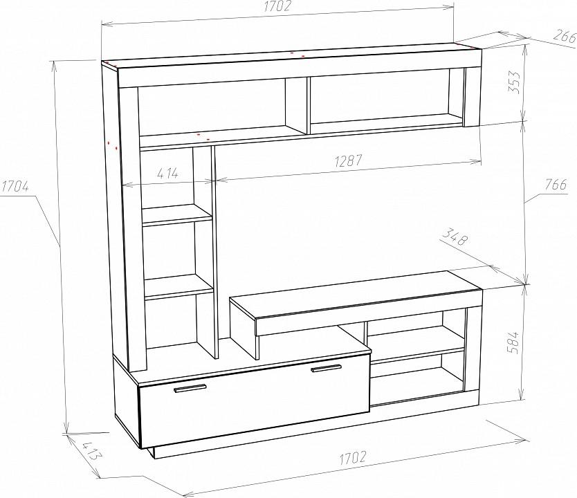 Стенка для гостиной Монтана Мини серый Atelier NKM_71020126