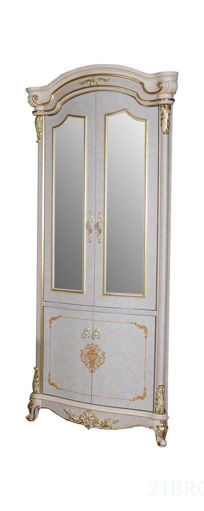 Витрина Адель 3217 MK-3031-BG 2-дверная угловая (цвет патины: золото) 97х52х225 см Бежевый