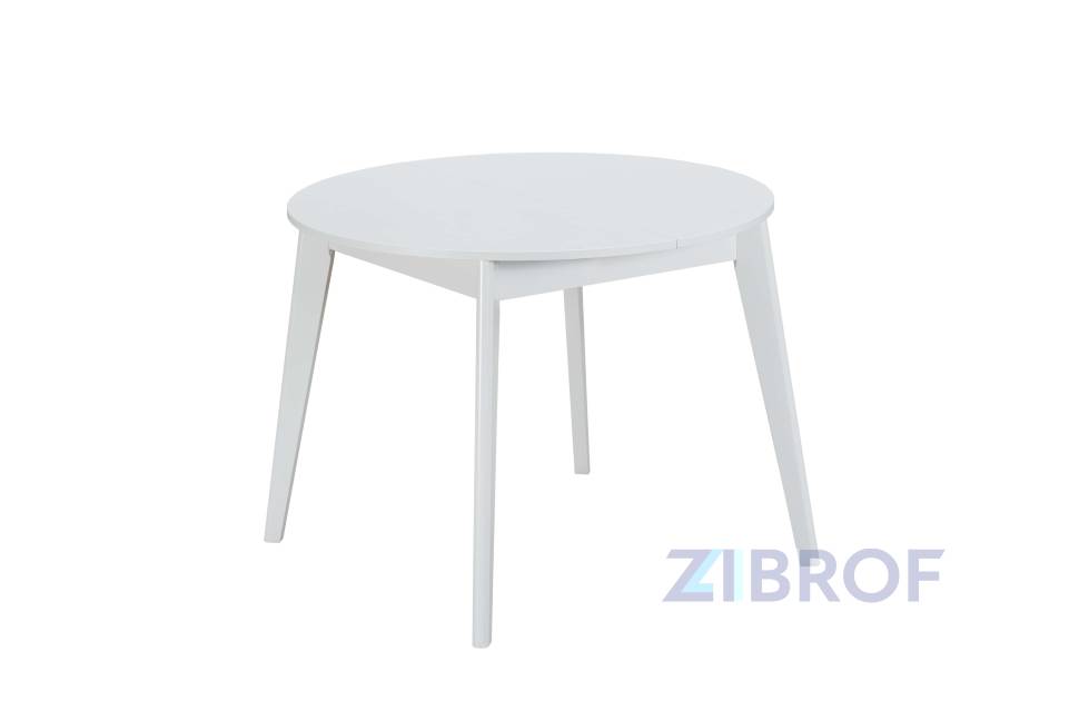 Обеденная группа стол Rondo раскладной 100-135*100 см белый, стулья Eames пэчворк черно-белые