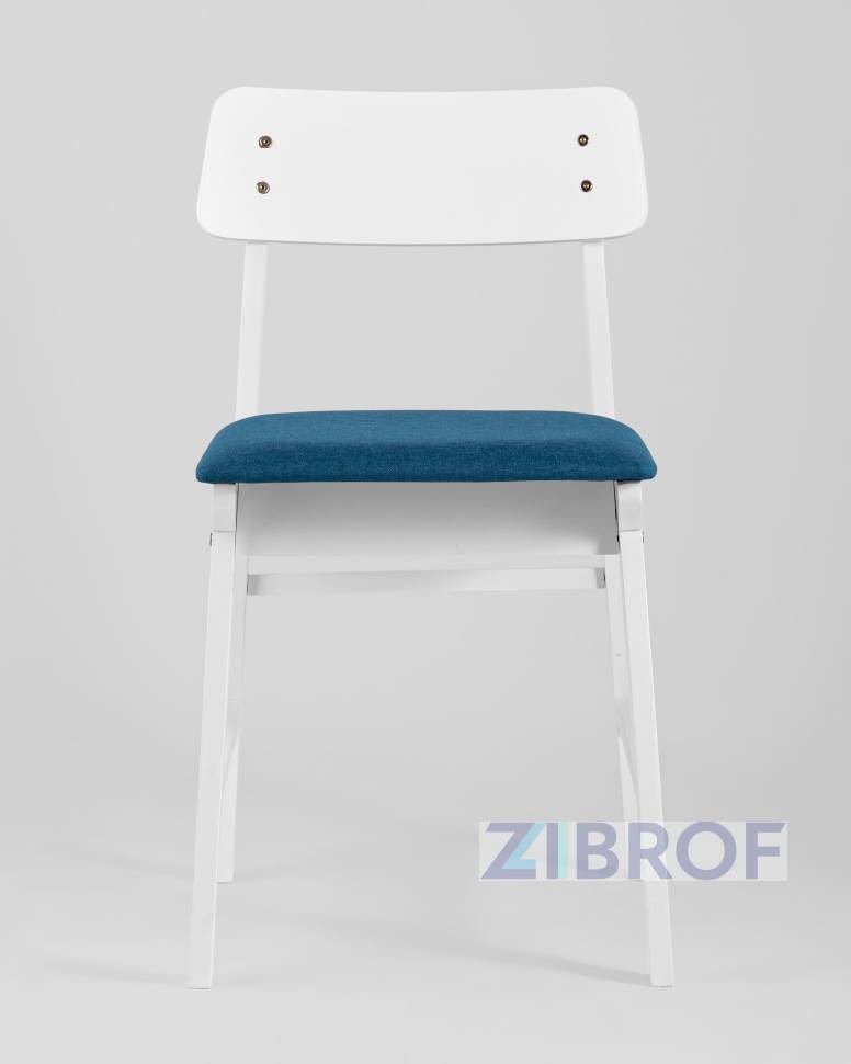 Обеденная группа стол Rondo раскладной 100-135*100 см белый, стулья Oden White синие